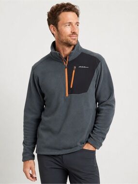 Eddie Bauer First Ascent 1/4 Zip Fleece Men’s Large Gray Orange